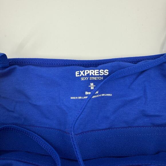 EXPRESS Lace Trim Bra Cami Tank Top Size M Blue Stretch Romantic Preppy Y2K - Picture 4 of 6